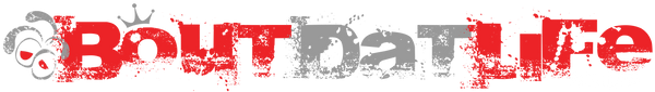 A digital graphic logo featuring the text 'BoutDaTLife' in a distressed, textured font. The letters are primarily red with gray outlines and white fill, with a small white crown icon above the 'B'.